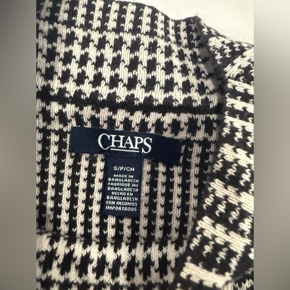 Chaps Women’s Houndstooth Mock Neck Knit Career Dress Size Small White Black - Picture 4 of 5